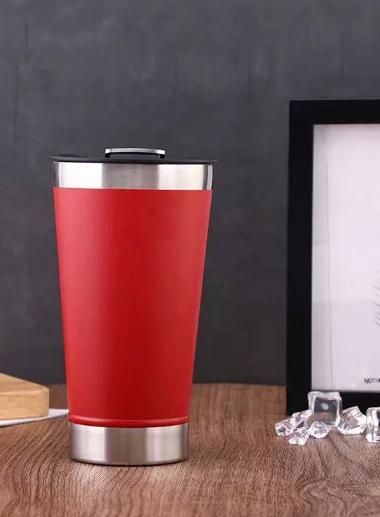 Copo Térmico 473ml COM TAMPA E Abridor Inox Para Cerveja Quente e Gelado LISO