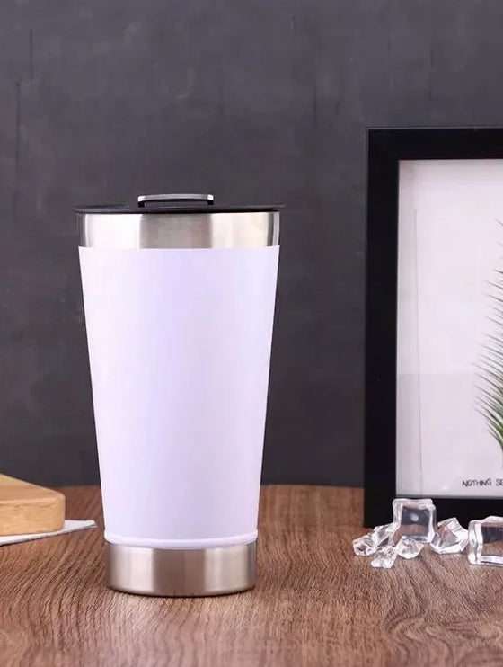 Copo Térmico 473ml COM TAMPA E Abridor Inox Para Cerveja Quente e Gelado LISO