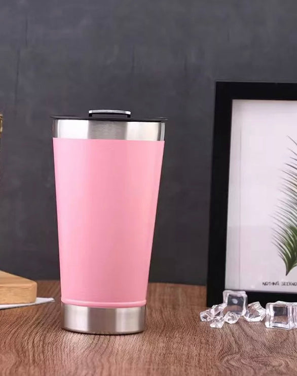 Copo Térmico 473ml COM TAMPA E Abridor Inox Para Cerveja Quente e Gelado LISO