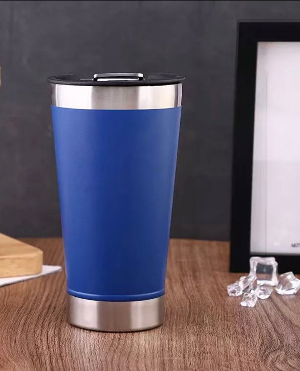 Copo Térmico 473ml COM TAMPA E Abridor Inox Para Cerveja Quente e Gelado LISO