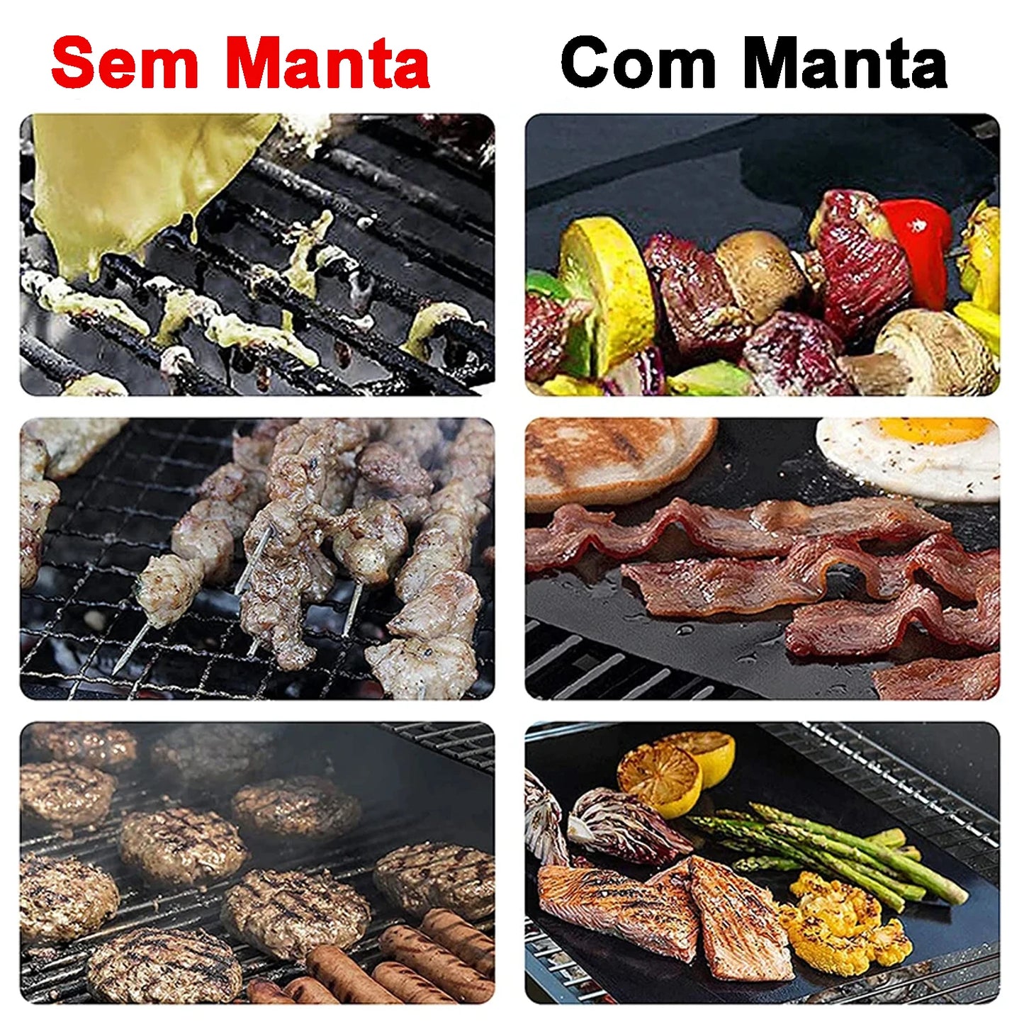 Tapete para Churrasco Teflon 40X33cm Antiaderente para altas temperaturas Reutil