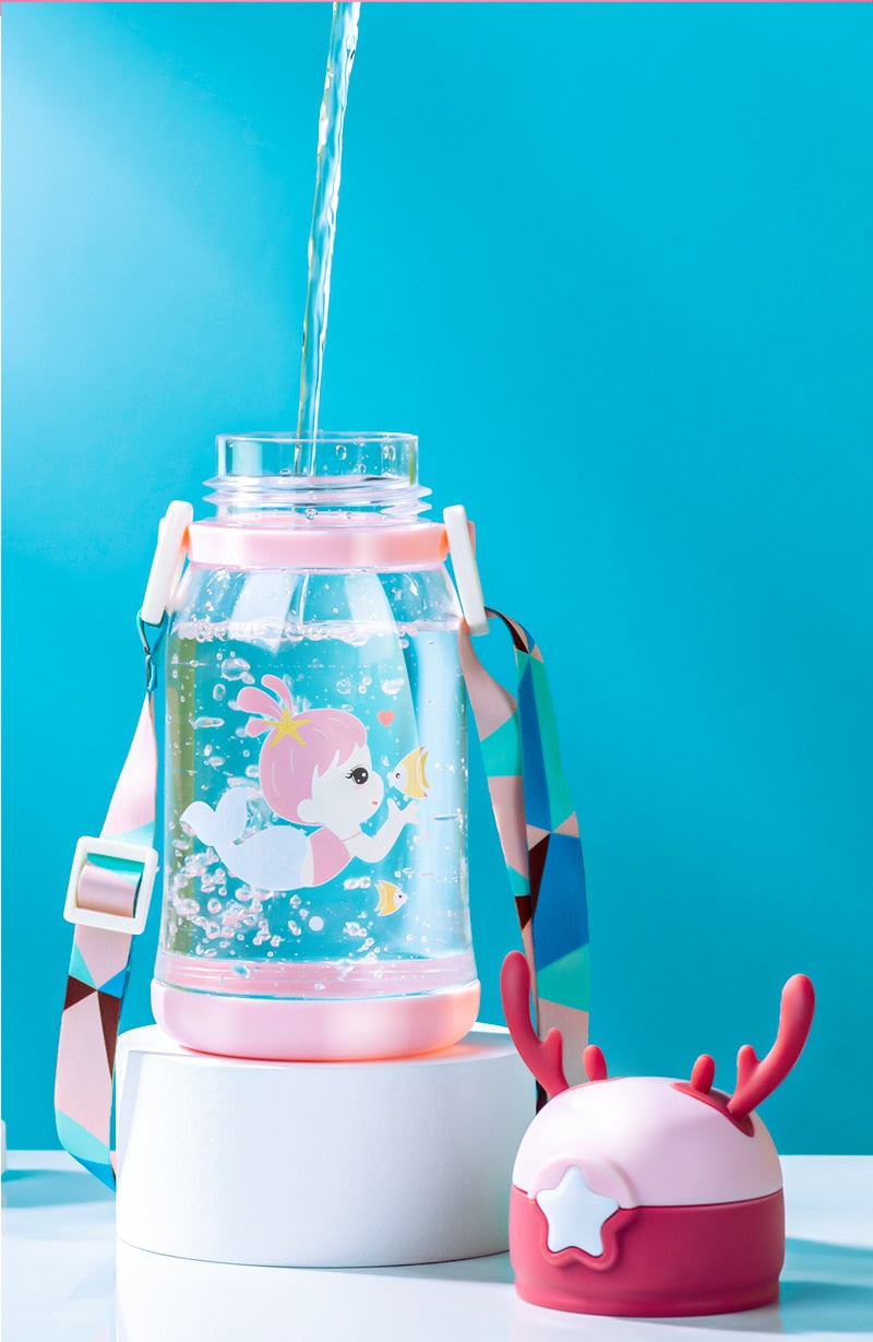 Garrafa de Água Infantil com Desenho e Alça - 500ML