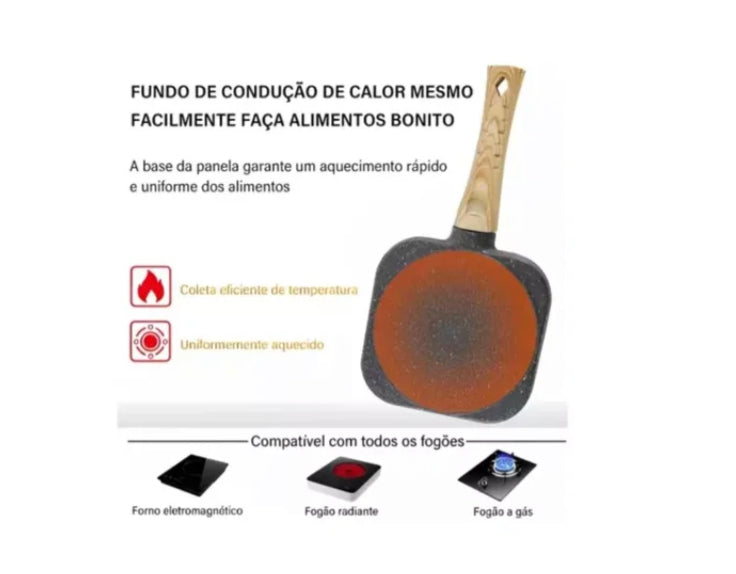 Frigideira Antiaderente 3em1 Para Ovos Carne Hambúrguer