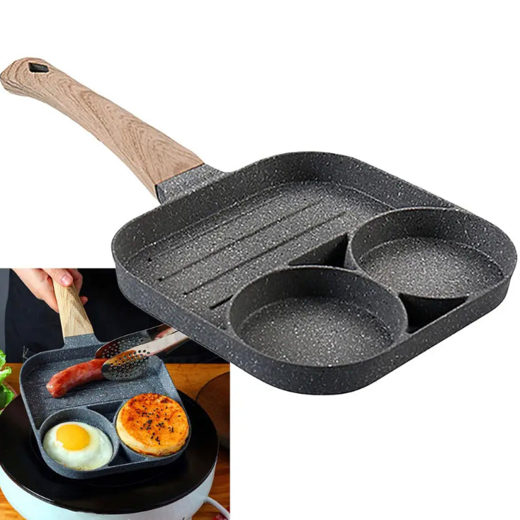 Frigideira Antiaderente 3em1 Para Ovos Carne Hambúrguer