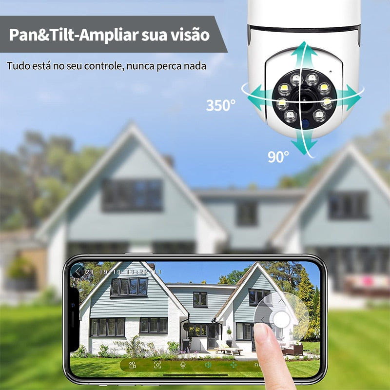 Câmera de Segurança Wi-Fi IP 360 Graus com Encaixe de Bocal de Lâmpada - Bivolt
