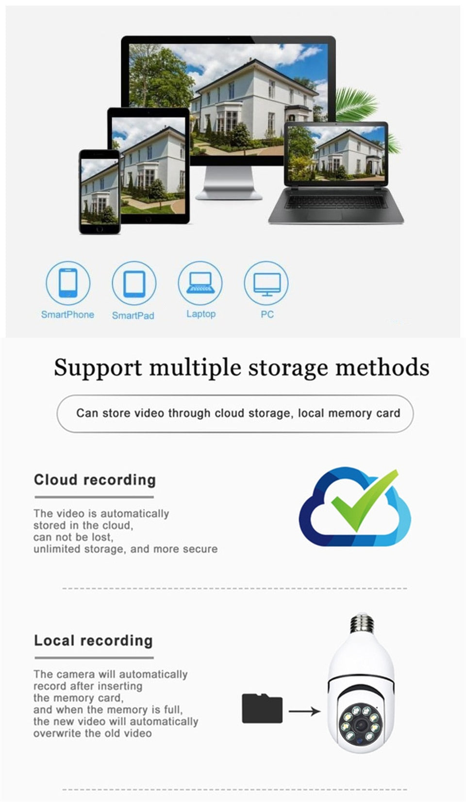 Câmera de Segurança Wi-Fi IP 360 Graus com Encaixe de Bocal de Lâmpada - Bivolt