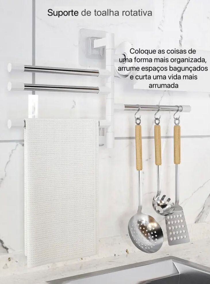 Rack de toalha de banho ,suporte de toalha rotativa de alumínio com 5 barras para usar na cozinha e banheiro