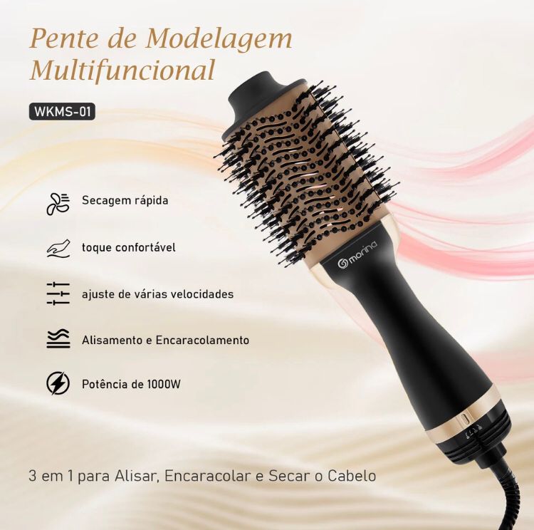Escova Modeladora Pente de Aquisição 3 em 1