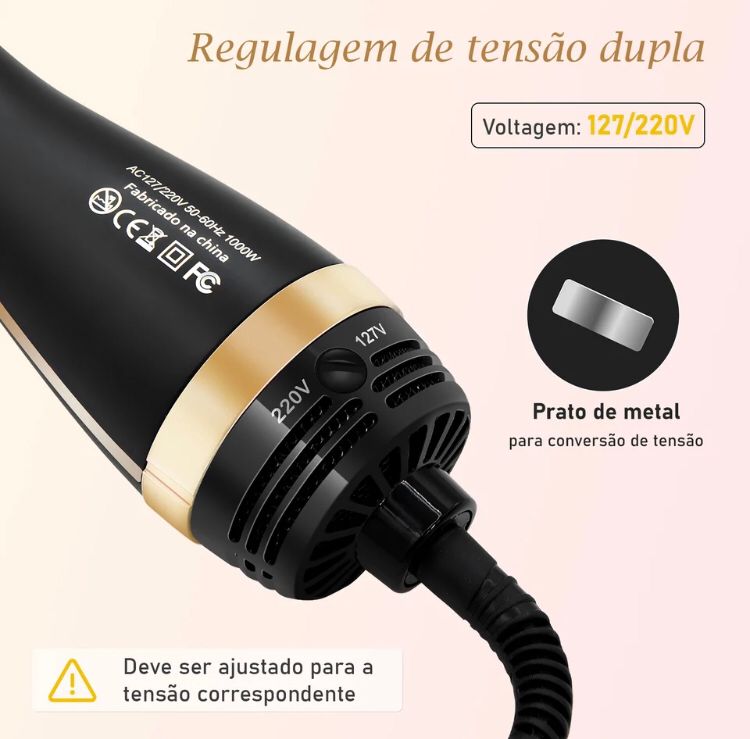 Escova Modeladora Pente de Aquisição 3 em 1
