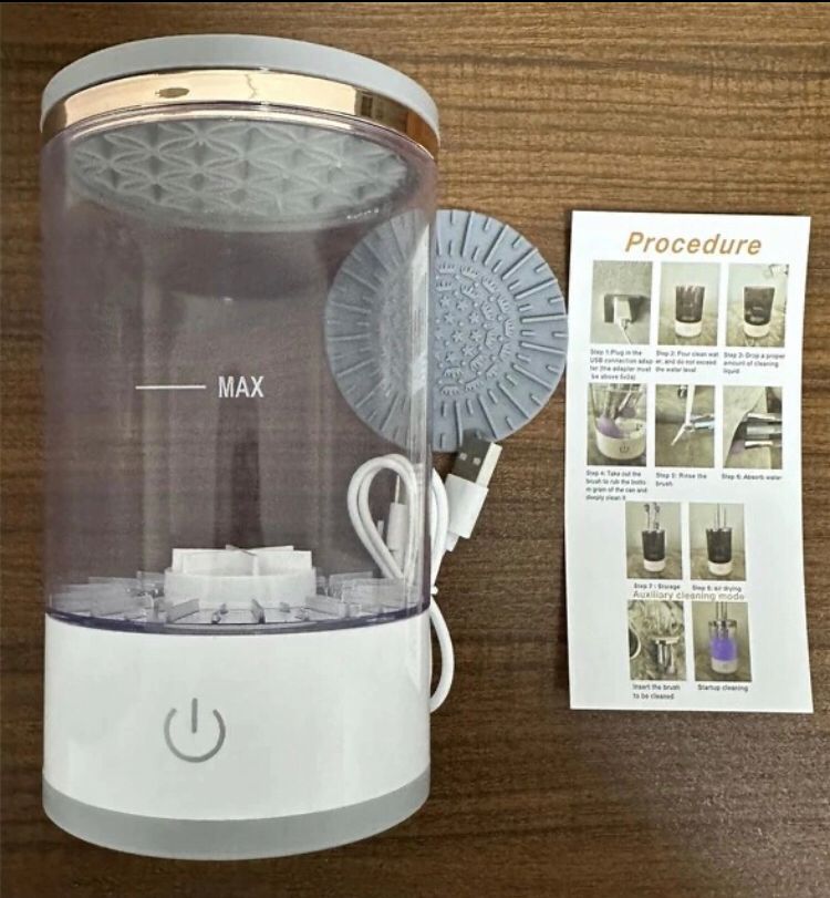 Limpador De Pincel Esponja Maquiagem Elétrico USB Automático Recarregável Lava Armazena Bivolt