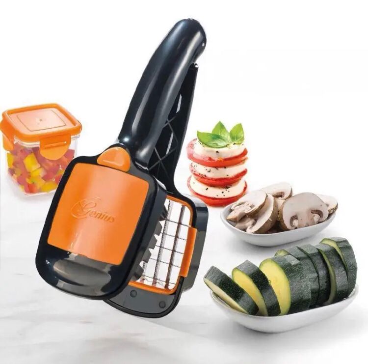 Fatiador Mini Cortador de Legumes e Frutas Inox 5 em 1 - Multifuncional para Cozinha