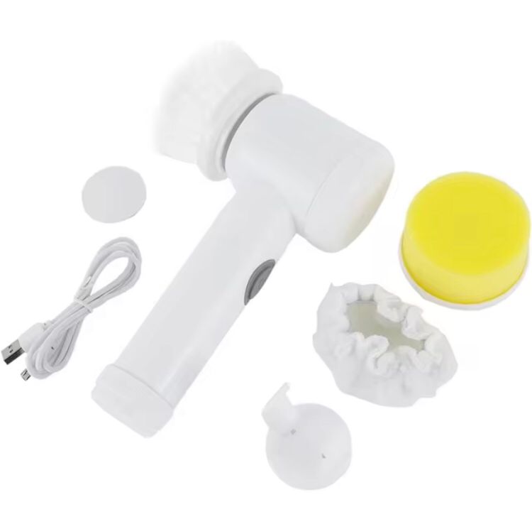 Escova Elétrica de Limpeza 5 em 1 Giratória Sem Fio - Limpador Multiuso Prático Cozinha Sala Banheiro Calçados Azulejos