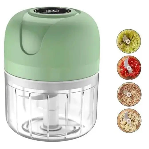 Mini Processador Elétrico de Alimentos Portátil c/ 3 lâminas de Aço Inox USB