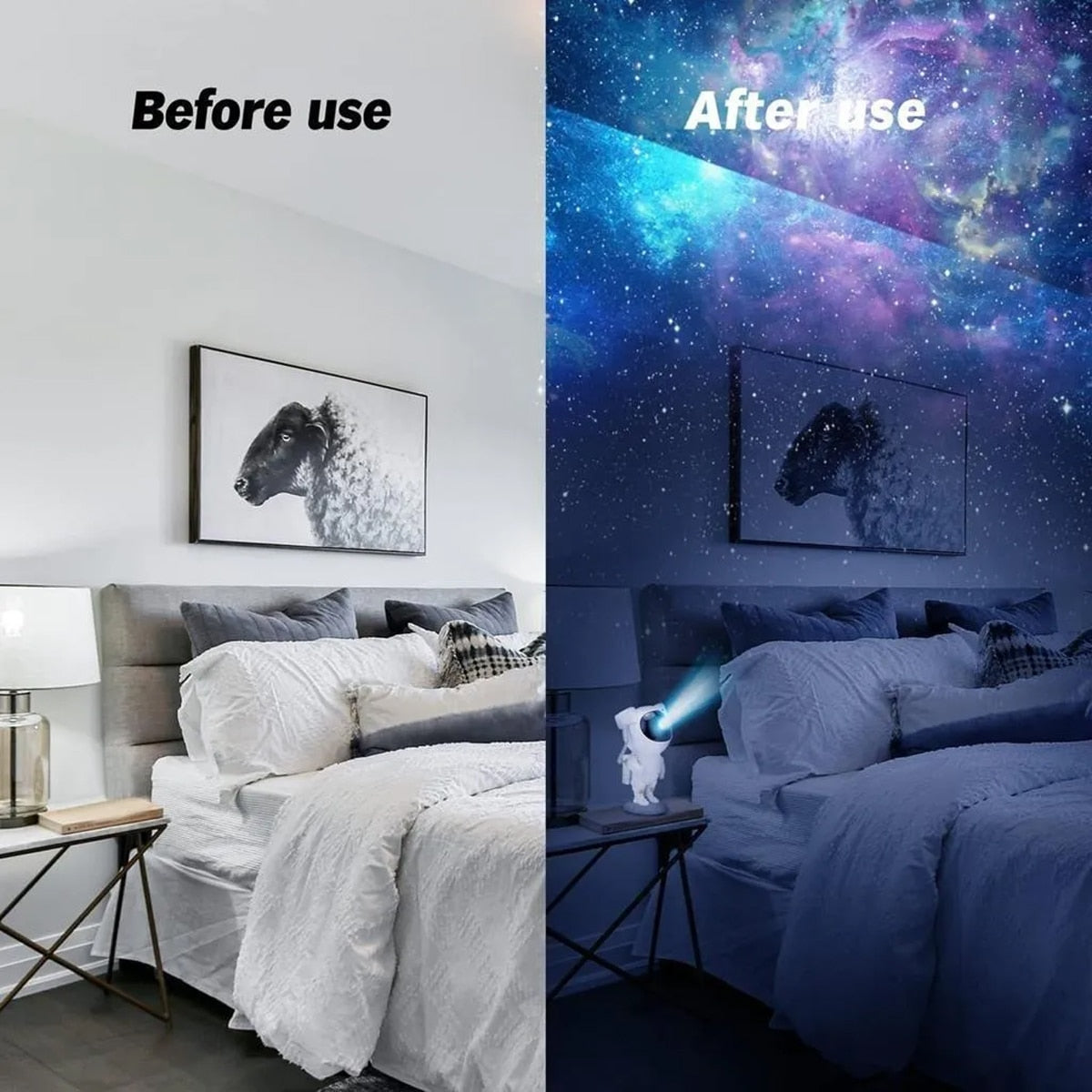 Projetor portátil de luz noturna galáxia/nebulosa com temporizador