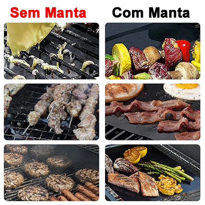 Tapete para Churrasco Teflon 40X33cm Antiaderente para altas temperaturas Reutil