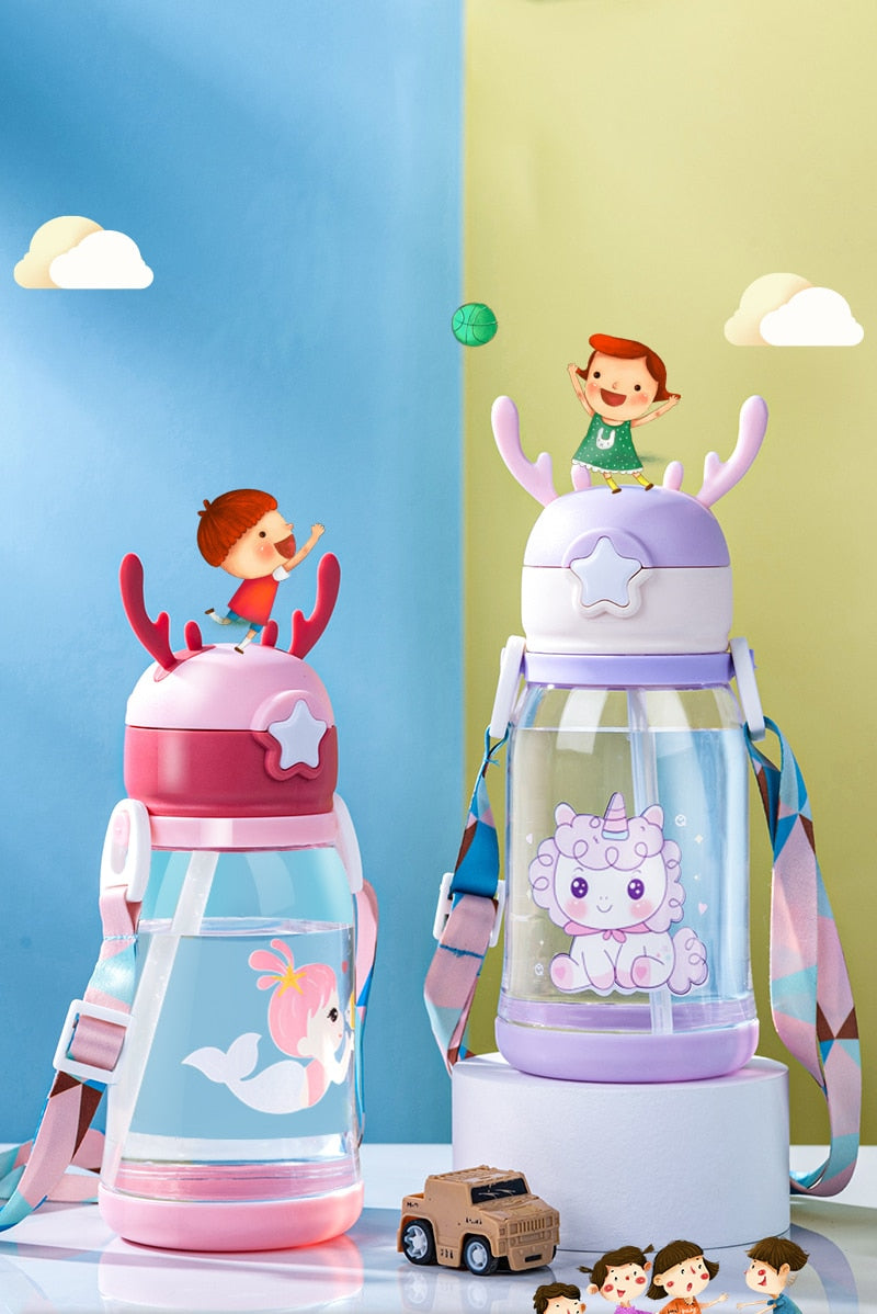 Garrafa de Água Infantil com Desenho e Alça - 500ML