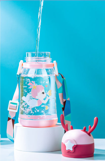 Garrafa de Água Infantil com Desenho e Alça - 500ML