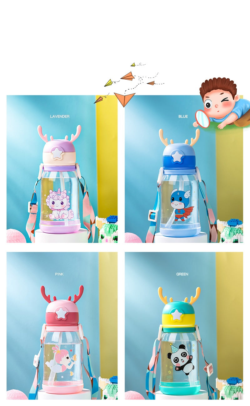 Garrafa de Água Infantil com Desenho e Alça - 500ML