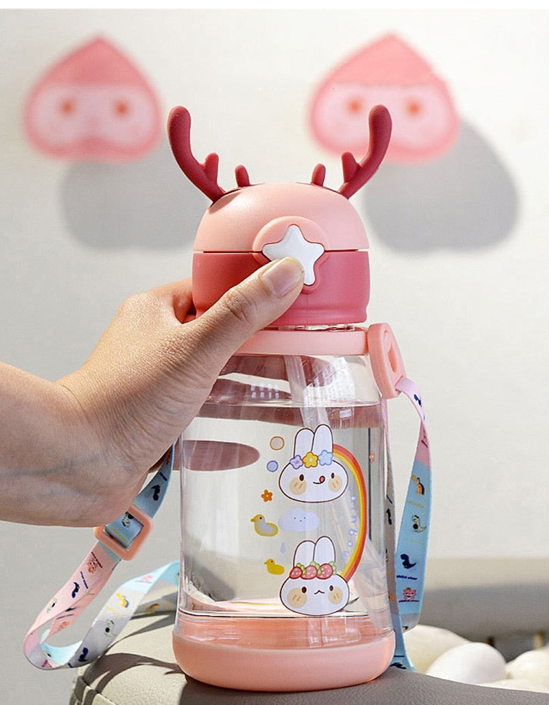 Garrafa de Água Infantil com Desenho e Alça - 500ML