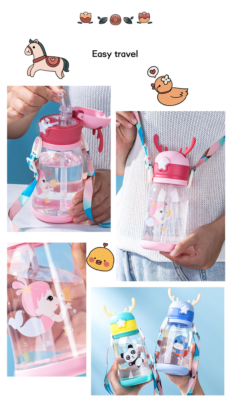 Garrafa de Água Infantil com Desenho e Alça - 500ML