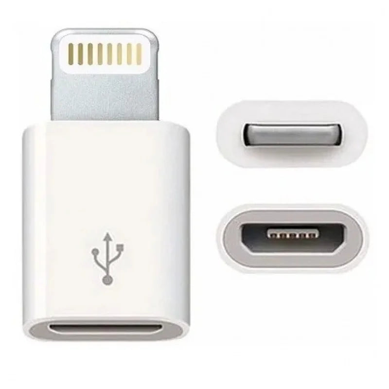 Conversor OTG Micro USB V8, Adaptador para iPhone Lightning