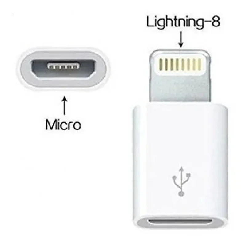 Conversor OTG Micro USB V8, Adaptador para iPhone Lightning
