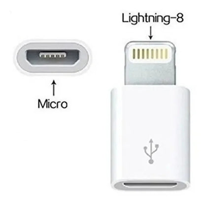 Conversor OTG Micro USB V8, Adaptador para iPhone Lightning