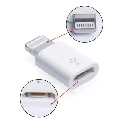 Conversor OTG Micro USB V8, Adaptador para iPhone Lightning