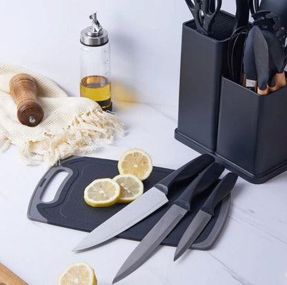 KIT UTENSÍLIOS DE COZINHA LUXO 19 PEÇAS