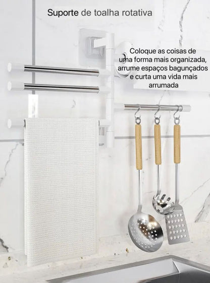 Rack de toalha de banho ,suporte de toalha rotativa de alumínio com 5 barras para usar na cozinha e banheiro
